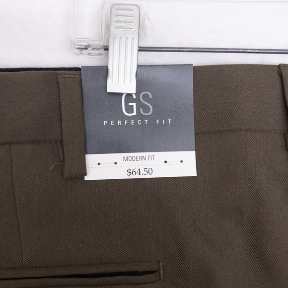 GS Perfect Fit Dress Pants Mens Size 54/32 Olive Green Alterable Trousers New - Picture 12 of 12